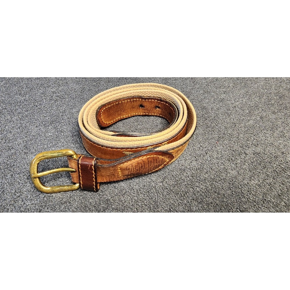 Zep‎ Pro Mens Embroidered Fish Belt Brown/Beige Size 42 - Leather Accents